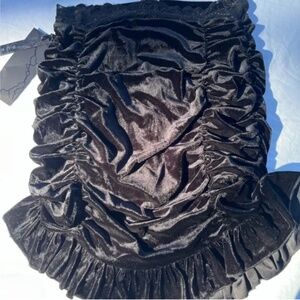 NWT PunkRave Velvet & Lace Ruched Bustle Mini Skirt